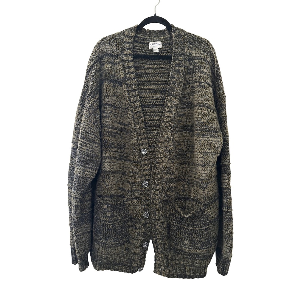 Arizona Jean Co Womens XXL Button Down Chunky Knit Cardigan Sweater Forest Green